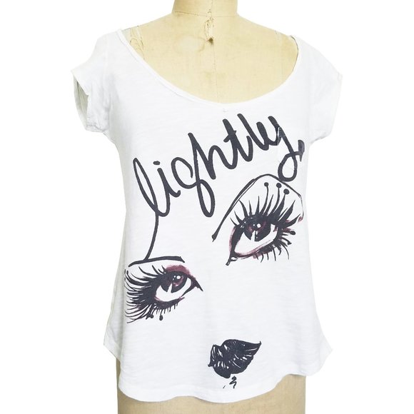 Zara Evening Collection Tops - RARE  ZARA Evening Collection Face Eyes Lips Print Lightly Shirt Tshirt